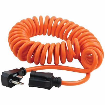 Monoprice 16AWG Orange Coiled Power Tool Extension Cord, Flame Resistant, 125V 13A