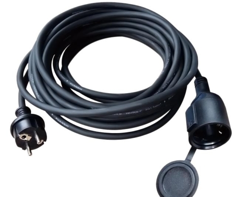 IP44 Outdoor Schuko Extension Cord, Rubber, 16A 250V, CEE 7/7, CE GS