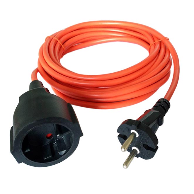CEE 7/17 2-Pin Ungrounded Extension Cord, PVC/Rubber, 16A 250V, CE GS