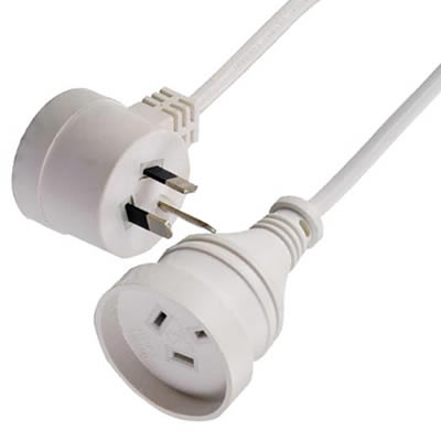 SAA AU 3-Pin Piggyback Extension Cord, PVC, 10A 250V, AS/NZS 3112